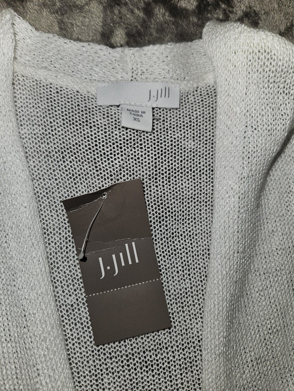 J. Jill White Open-Knit Open-Front Linen Blend Cardigan Duster XS Coastal Chic - Picture 6 of 10